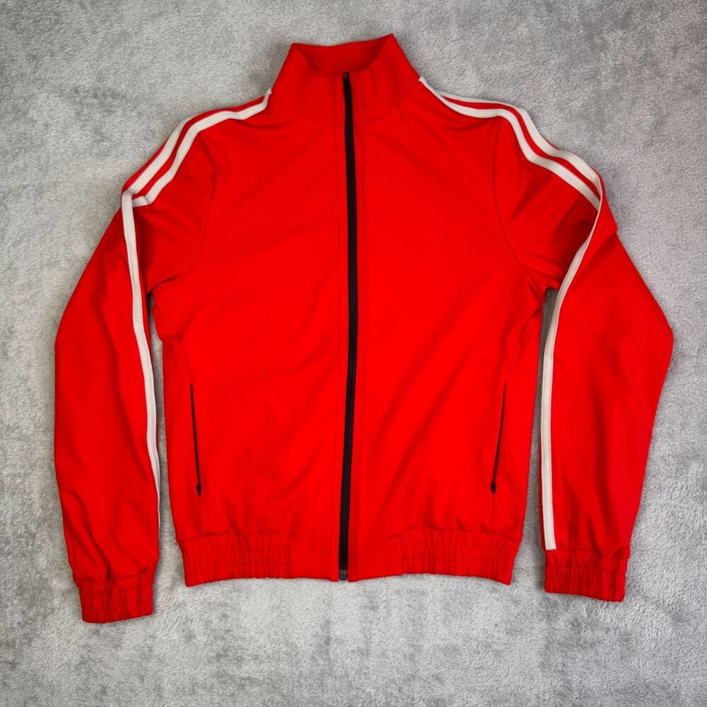 Splits59 Track Jacket Womens Small Red 3 Stripes Elastic Hem & Cuff Full Zip
